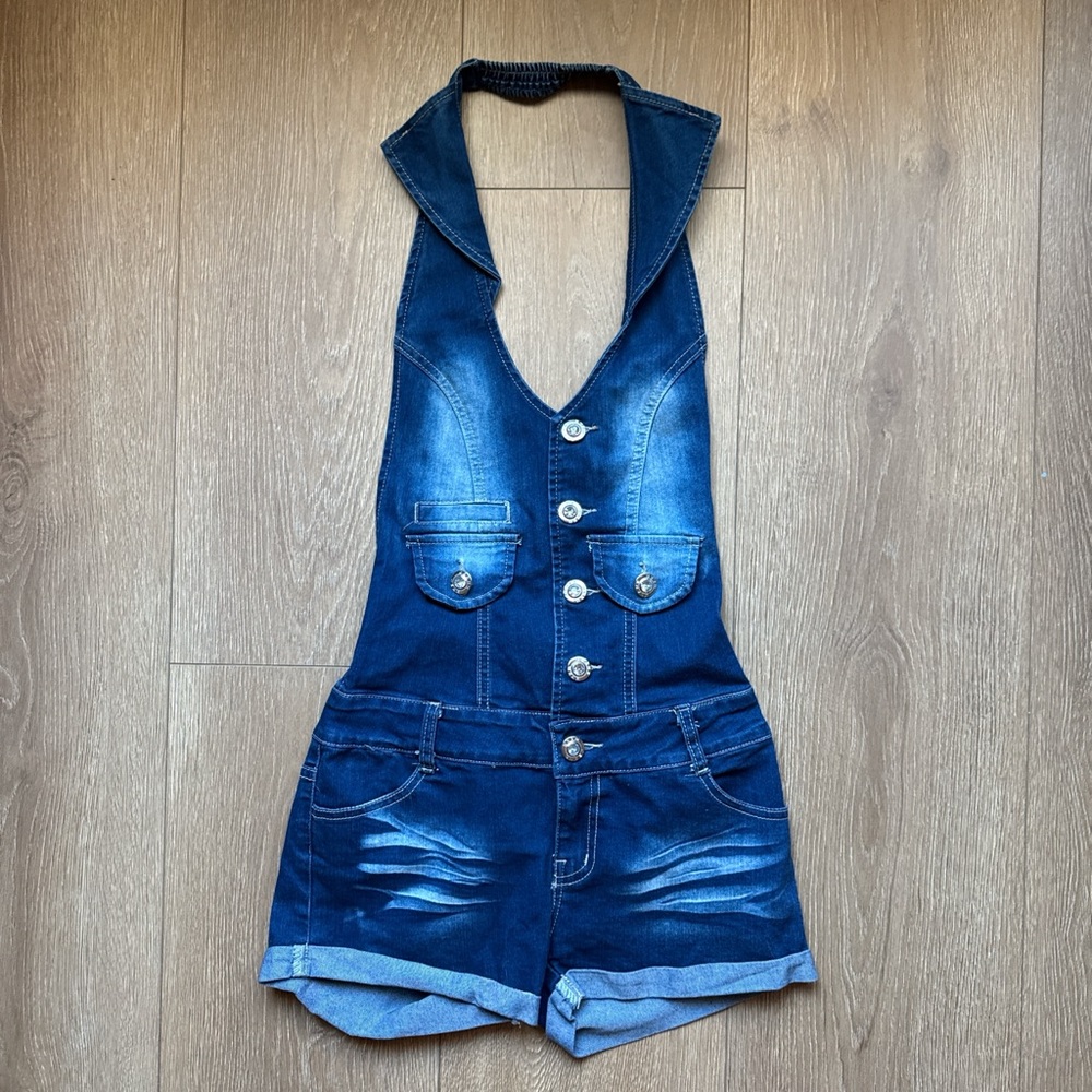 Stylish Denim Halter Romper